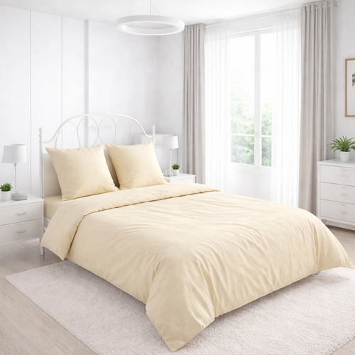 КПБ  поплин однотонный Оливковая коллекция Реноме<11-0607 Французская ваниль> 