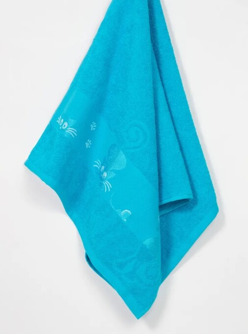 Полотенце махровое Кошки Узбекистан, 05-043 бирюзовый