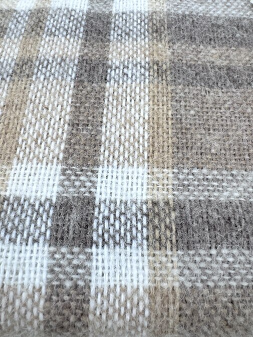 Плед Метро с бахромой Влади, белый-бежевый-коричневый, BOON