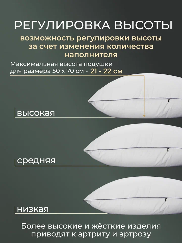 Подушка заменитель лебяжьего пуха тик For men Реноме