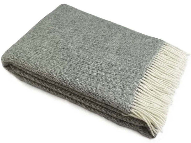 Плед Лаура с бахромой Влади, белый/ светло-серый, 9010533