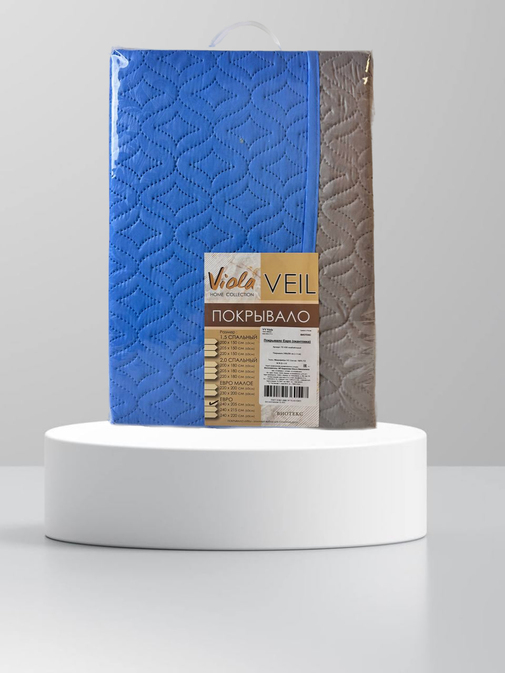 Покрывало окантованное микрофибра Viola, ПС-030, голубой/серый