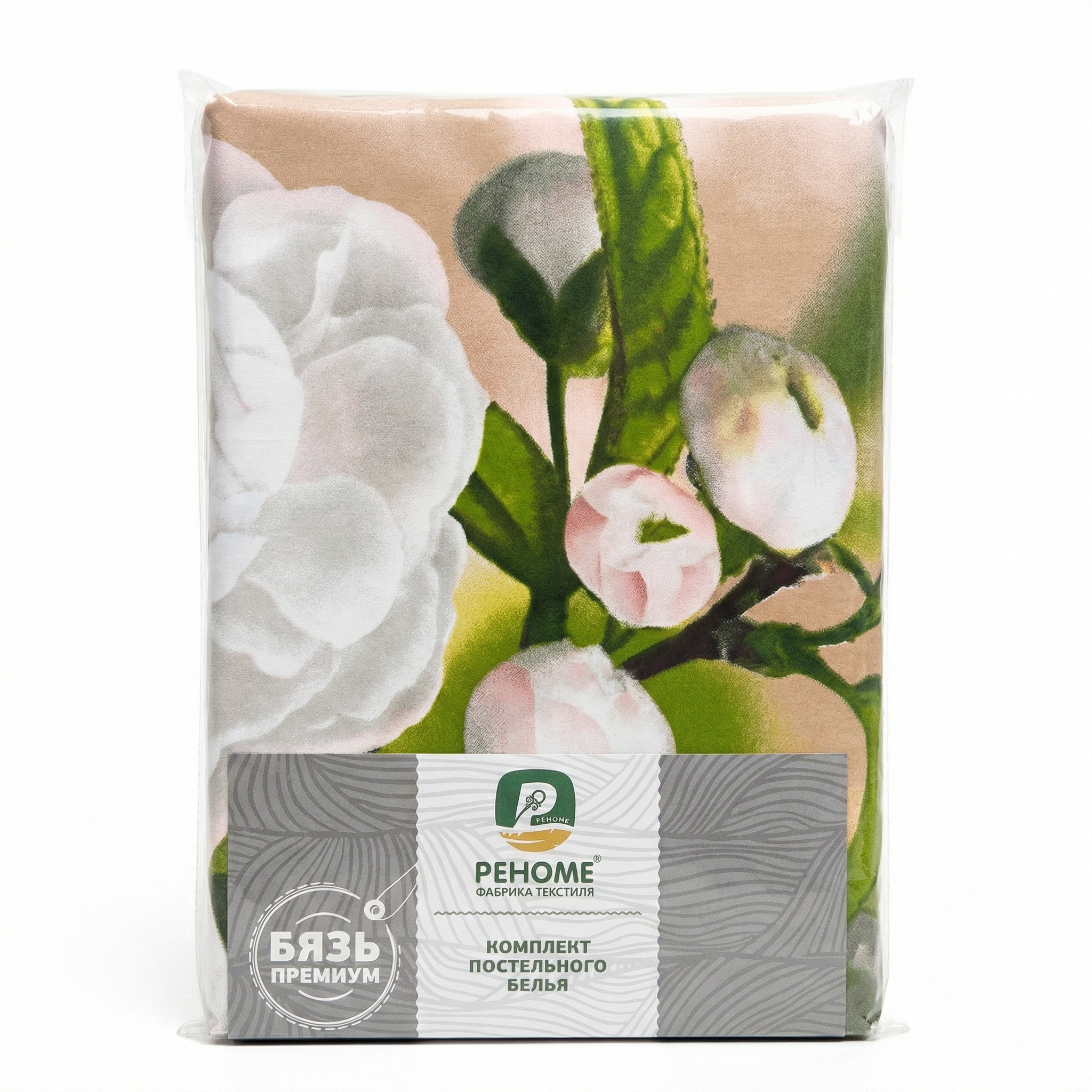 КПБ  бязь Премиум Реноме<6321-1 Белые бутоны> 