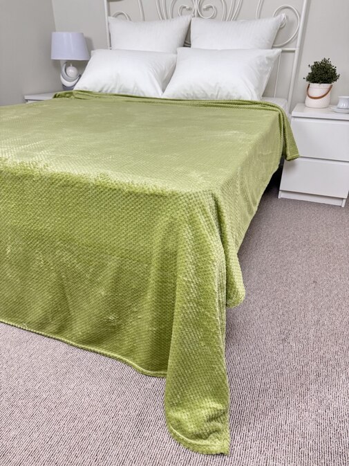 Плед однотонный жаккард в пакете Pinoli Реноме, PN-010 зеленый