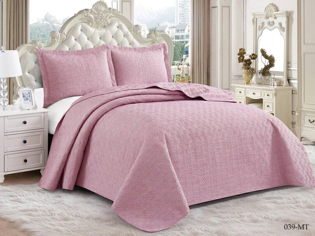 Покрывало стеганное Мускат с наволочками шт MT Клео, MT-039, розовый