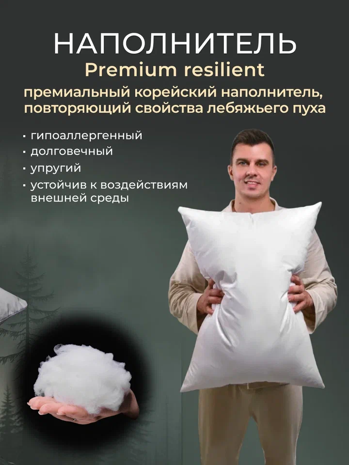 Подушка заменитель лебяжьего пуха тик For men Реноме