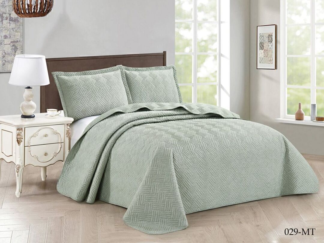 Покрывало стеганное Мускат с наволочками шт MT Клео, MT-029, зеленый