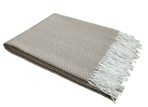 Плед Валенсия с бахромой Влади, белый/ песочный, BOUCLE REPS