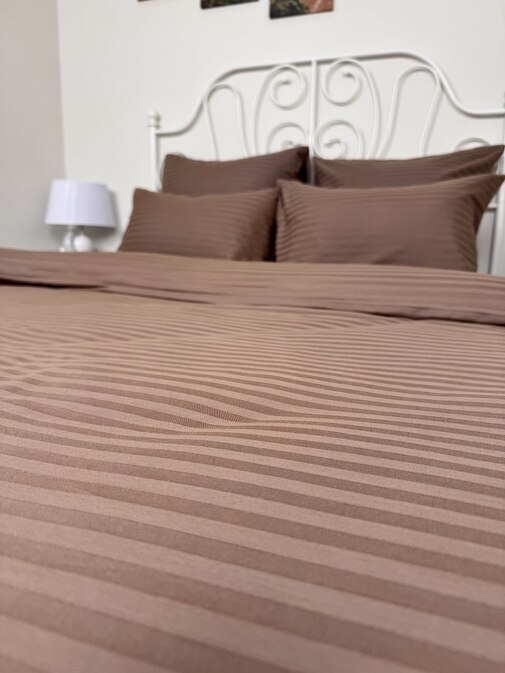 КПБ страйп-сатин однотонный Графитовая коллекция Реноме<Ss-002 Горький шоколад>