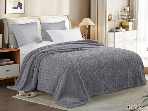 Плед однотонный жаккард Gammi Реноме, GAM-006 косичка серый