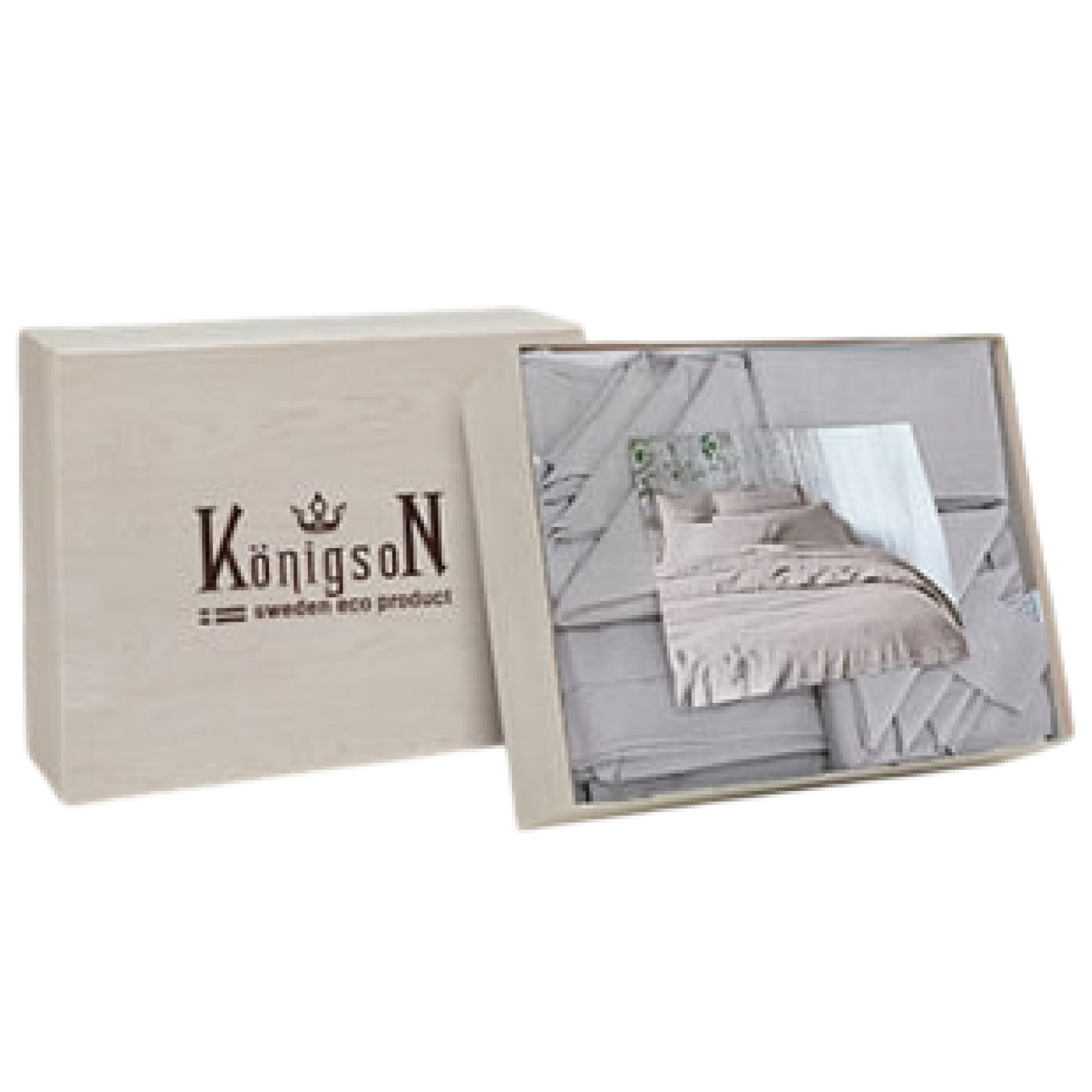 КПБ  теплый лен с простыней на резинке (160*200*30) Koenigson<15-4030 Himlen>