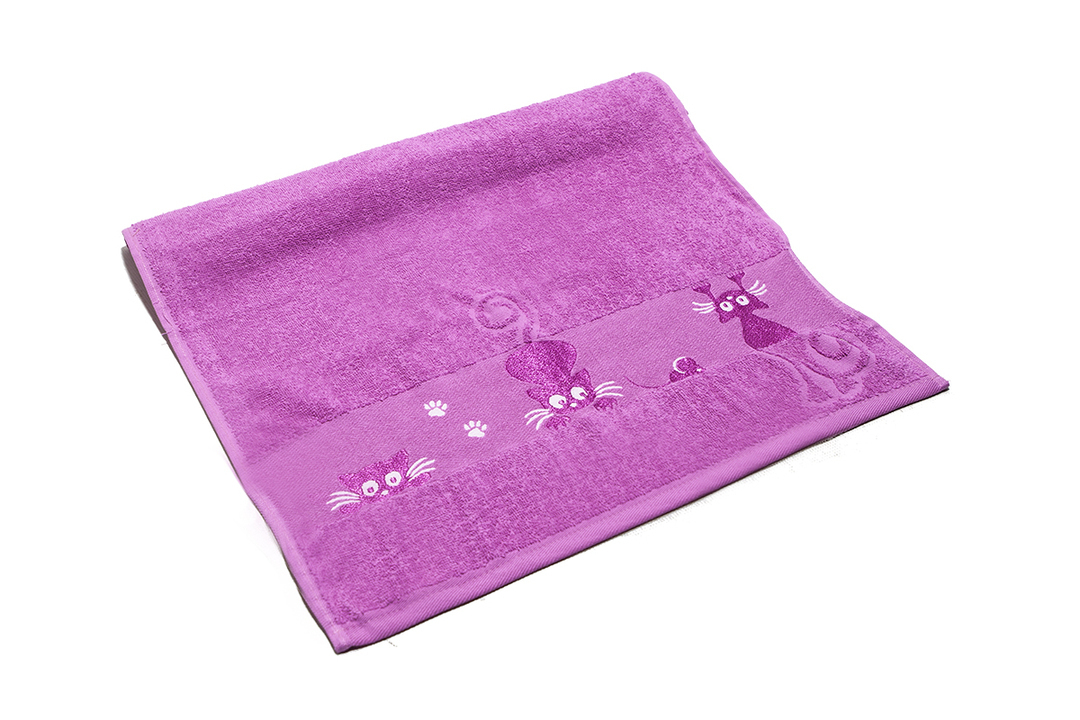 Полотенце махровое Кошки Узбекистан, 03-058 бледно-розовый