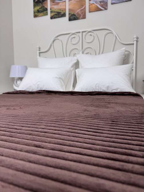 Плед однотонный жаккард Элит Реноме, 004 орризонте шоколад