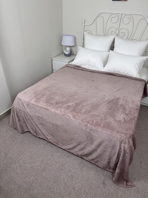 Плед однотонный жаккард в пакете Pinoli Реноме, PN-015 светло-коричневый