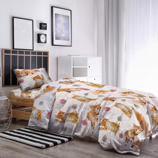 КПБ поплин КиндерСон детский<A08075, 16084-1 Рыжие котята Скидка Акция18>