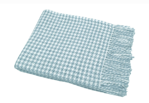 Плед Марокко с бахромой Влади, белый-голубой, Chanel