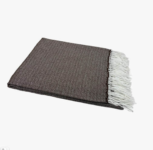 Плед Валенсия с бахромой Влади, белый-коричневый, КЛЕОПАТРА