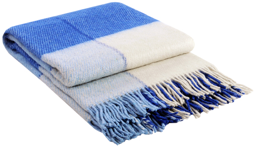 Плед Эльф с бахромой Влади, белый-сер.голубой-кобальт, LIAM