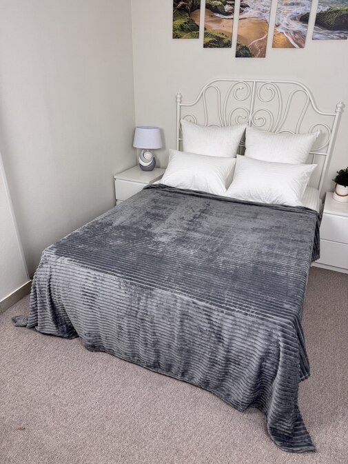 Плед однотонный жаккард в пакете Реноме, 006 орризонте стальной