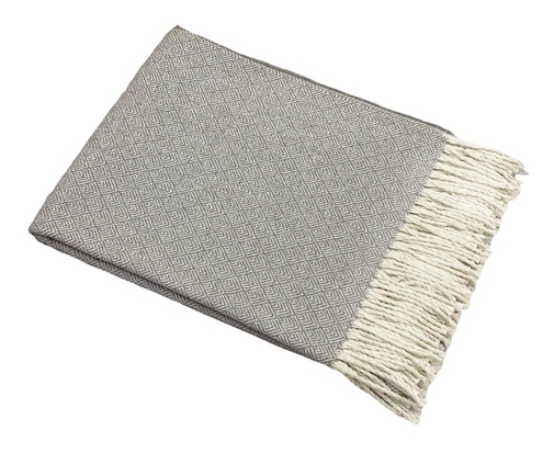 Плед Валенсия с бахромой Влади, белый дымчатый, MARE