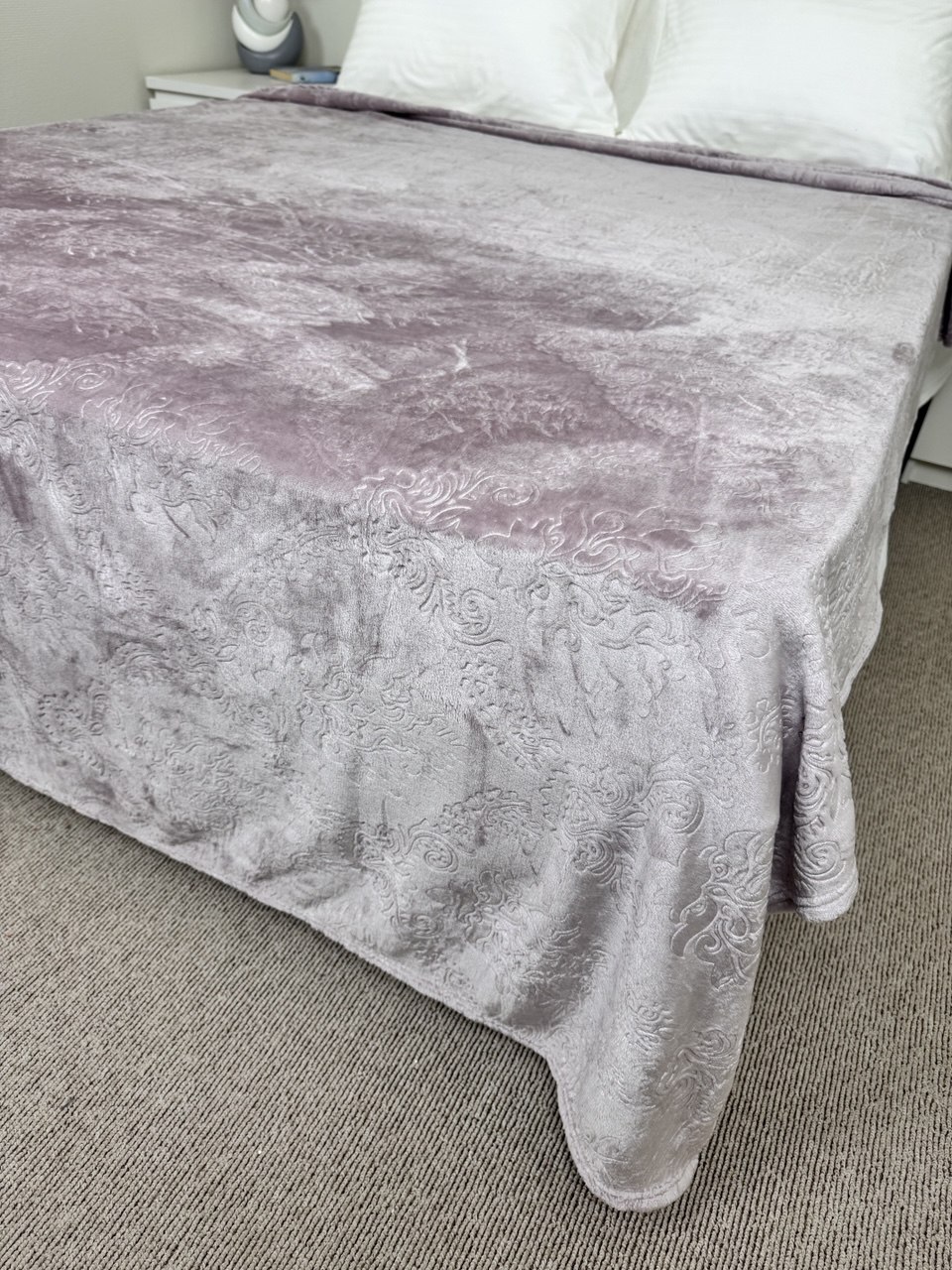 Плед однотонный жаккард в пакете Реноме, 042 вензель сухая роза