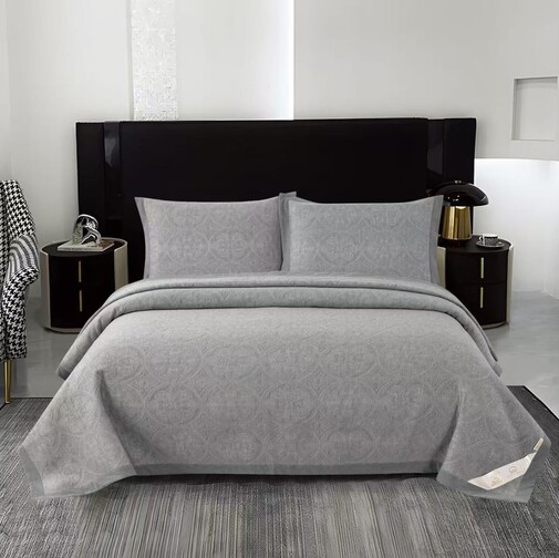 Покрывало муслиновое с наволочками -2шт Ретро-Уют, KLCG-019, серый