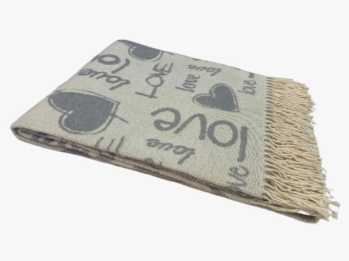 Плед Love жаккардовый Влади, белый-серый, 50231