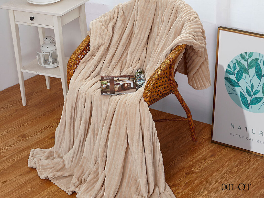 Плед однотонный жаккард в пакете Реноме, 001 орризонте крем-брюле