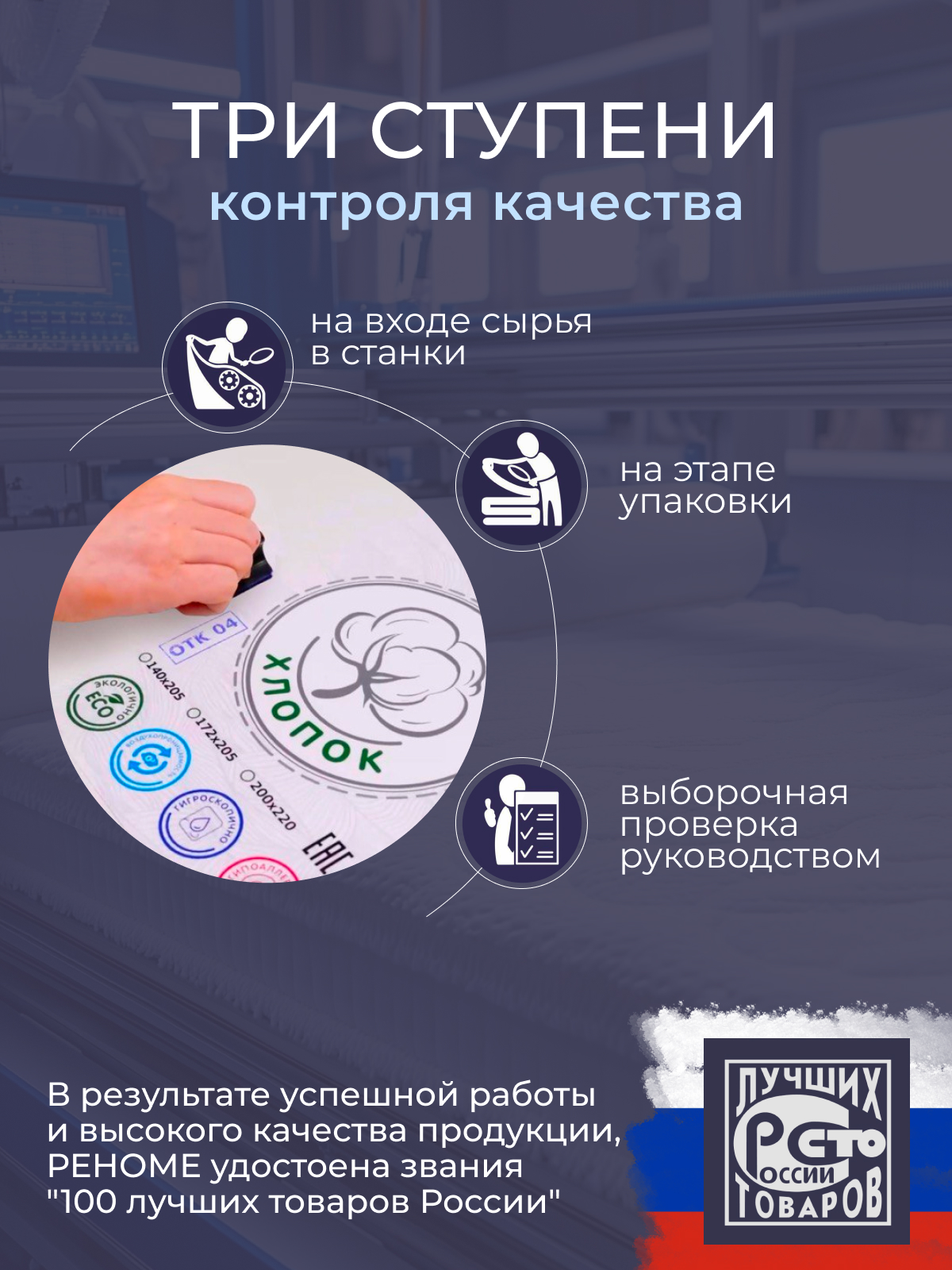 Наматрасник хлопок  тк хлопковая  Реноме