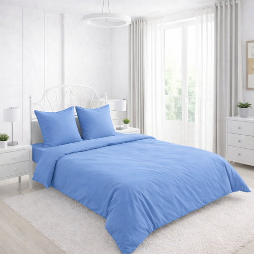 КПБ  поплин однотонный Оливковая коллекция Реноме<15-4031 Васильковый> 