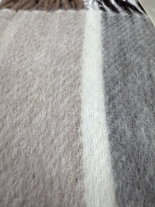 Плед Эльф с бахромой Влади, белый-бежевый-коричневый, ЛИАМ