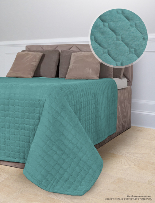 Покрывало стеганое двухстороннее поплин Luxor, 15-4717, бирюзовый