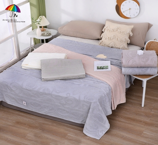 Покрывало махровое 22..435 7Я, 2208435, серо-зеленый