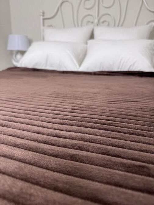 Плед однотонный жаккард в пакете Реноме, 004 орризонте шоколад