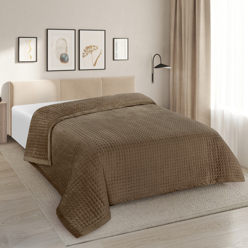 Покрывало ультрастеп Симона  двухстороннее велюровое Марианна, 47, коричневый