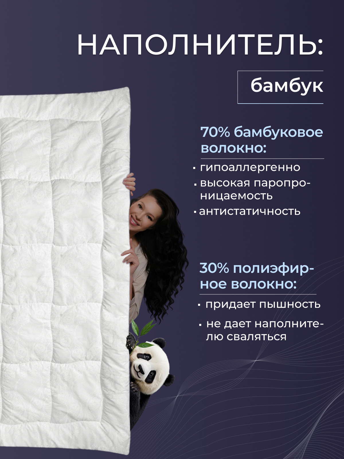 Одеяло бамбук  поплин Реноме