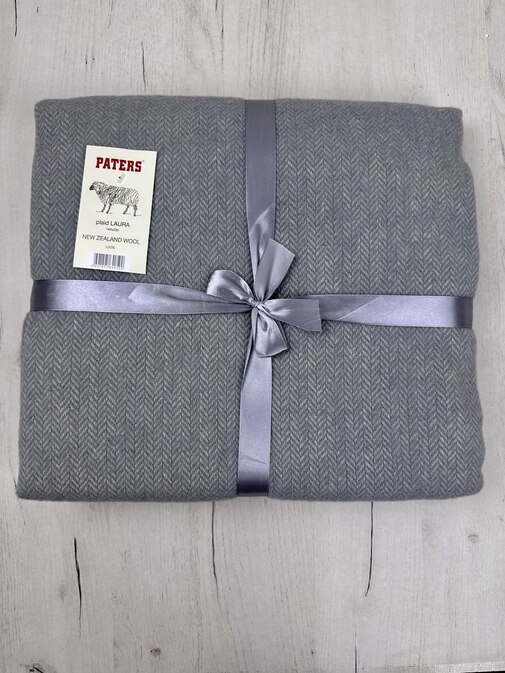 Плед Лаура с бахромой Влади, белый-серый, 9010534