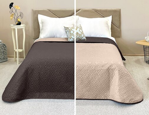 Покрывало окантованное микрофибра Viola, ПМ-101, коричневый/бежевый