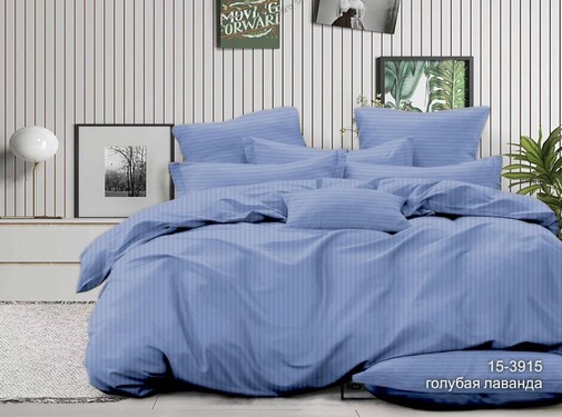 КПБ  микрофибра-страйп Pandora<№15-3915 Голубая лаванда>