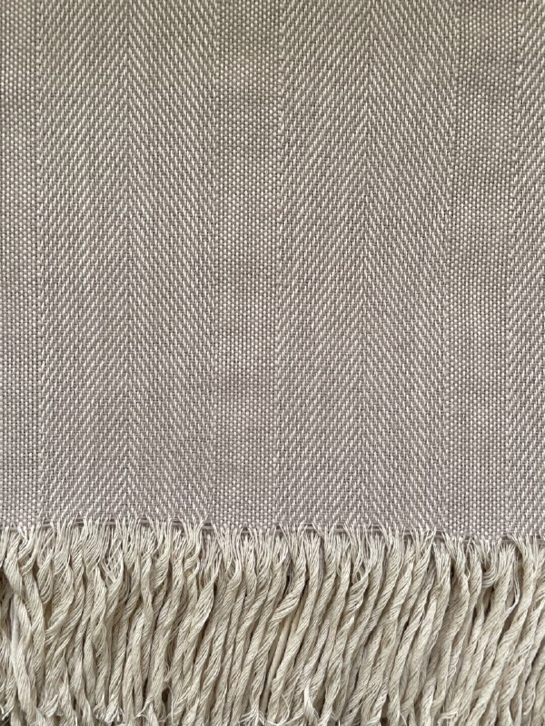 Плед Елочка с бахромой Влади, белый-бежевый, 9050165