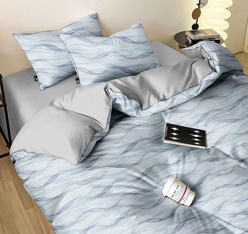 КПБ  сатин Темно-синяя коллекция с увеличенной простыней Реноме<ПП 7419> 