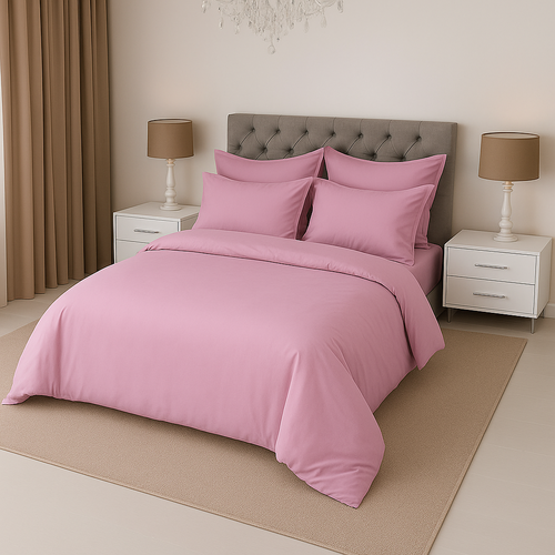 КПБ  сатин однотонный Темно-синяя коллекция Реноме<OS-006 Пудрово-розовый> 