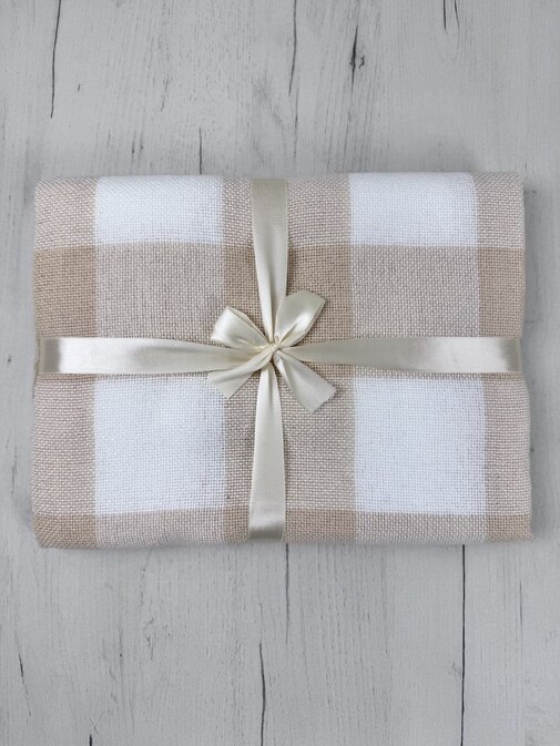 Плед Пикник с бахромой Влади, белый-бежевый, 9050079