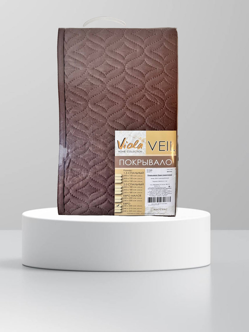 Покрывало окантованное микрофибра Viola, ПМ-101, коричневый/бежевый