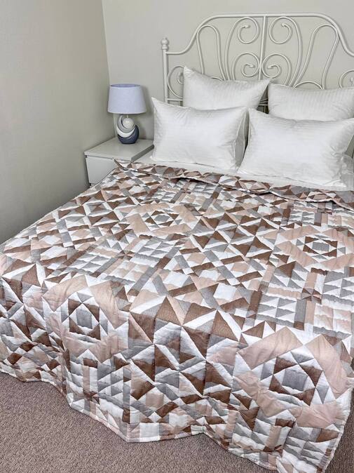 Покрывало жаккардовое Элит Влади, Листья, белый-бежевый-зеленый