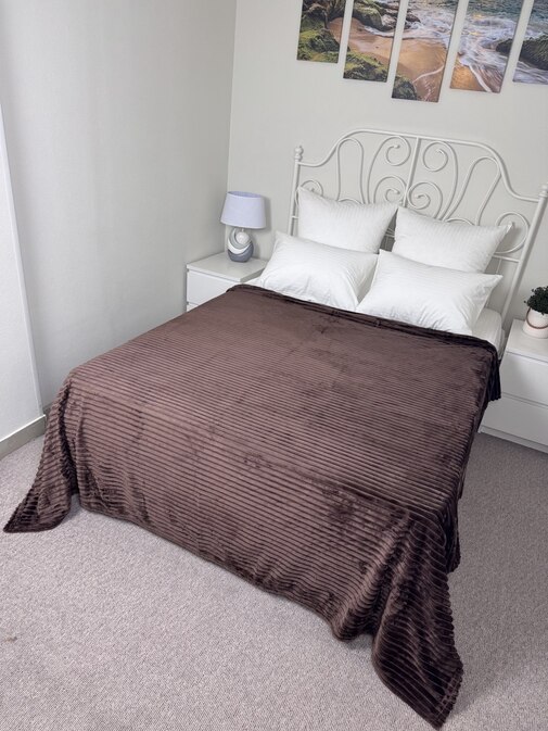 Плед однотонный жаккард Элит Реноме, 004 орризонте шоколад