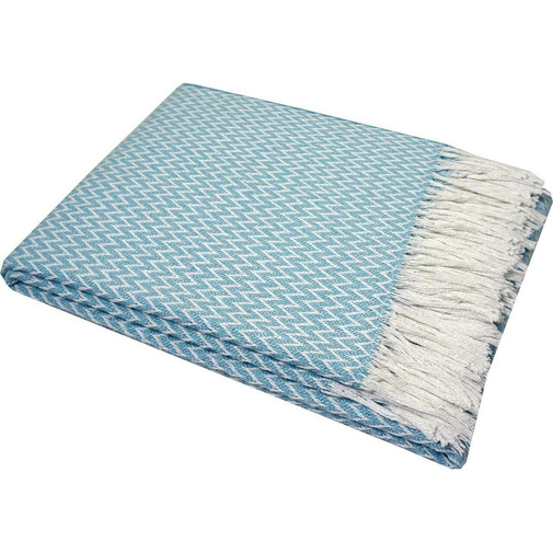 Плед Валенсия с бахромой Влади, белый мятный, ANTONIO