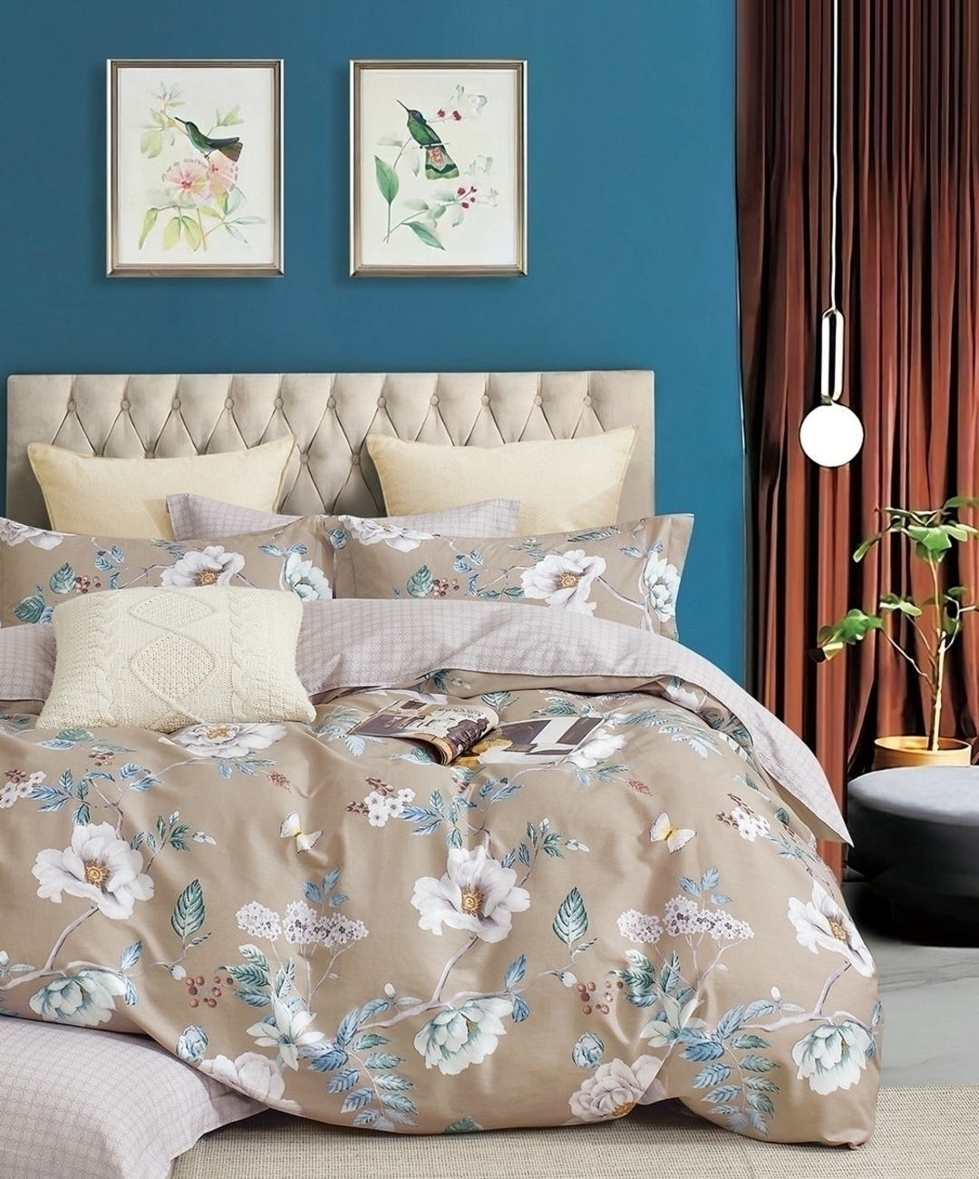 КПБ  сатин Темно-синяя коллекция с увеличенной простыней Реноме<ПП MK 8 Скидка> 