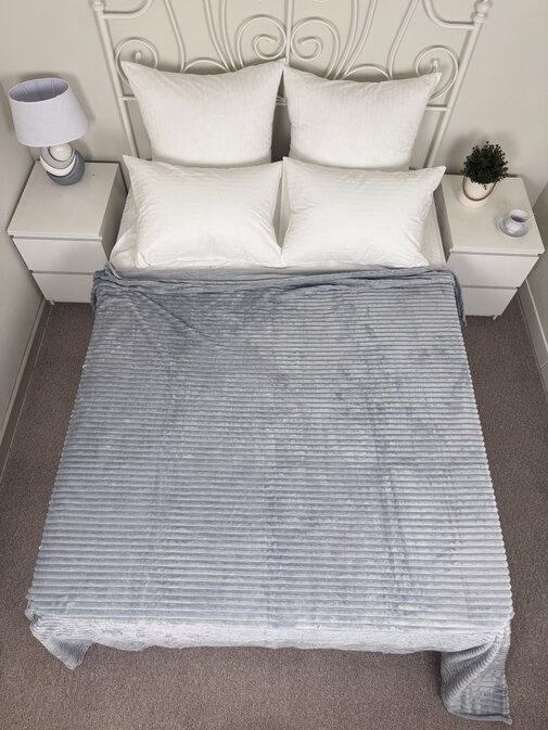 Плед однотонный жаккард в пакете Реноме, 013 орризонте светло-серый