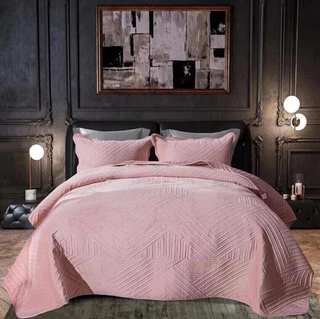 Покрывало велюровое с наволочками -2шт геометрия СД